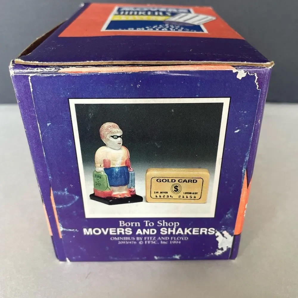 Fitz & Floyd Omnibus Movers & Shakers Born to Shop Salt & Pepper Shakers Set